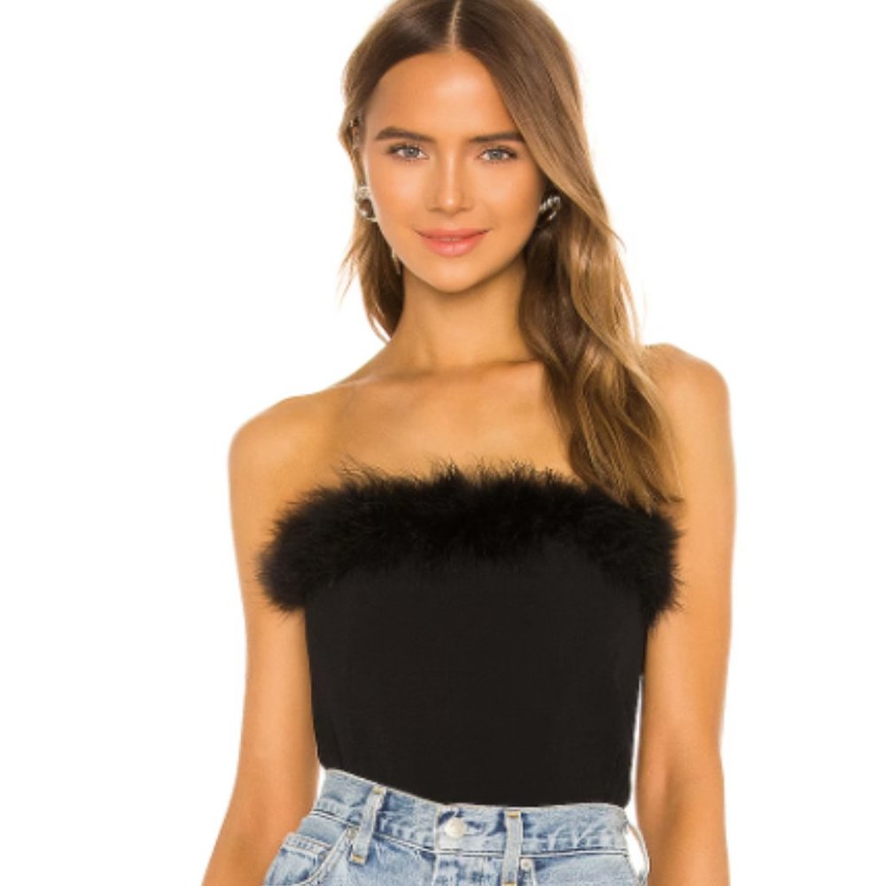 NWOT FLYNN SKYE Cole Feather Trim Corset Top